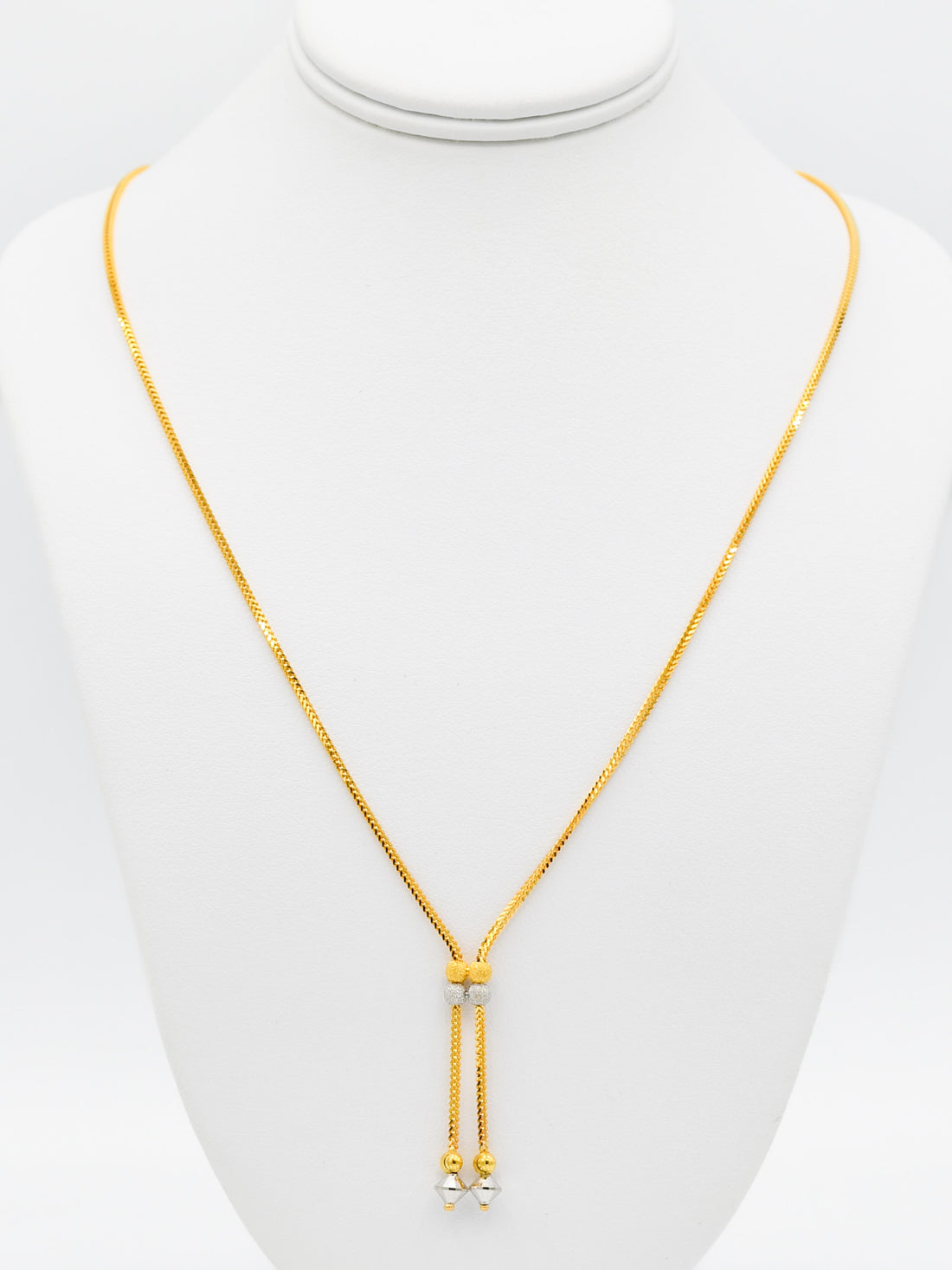 22ct Gold Two Tone Ball Necklace Set - Roop Darshan