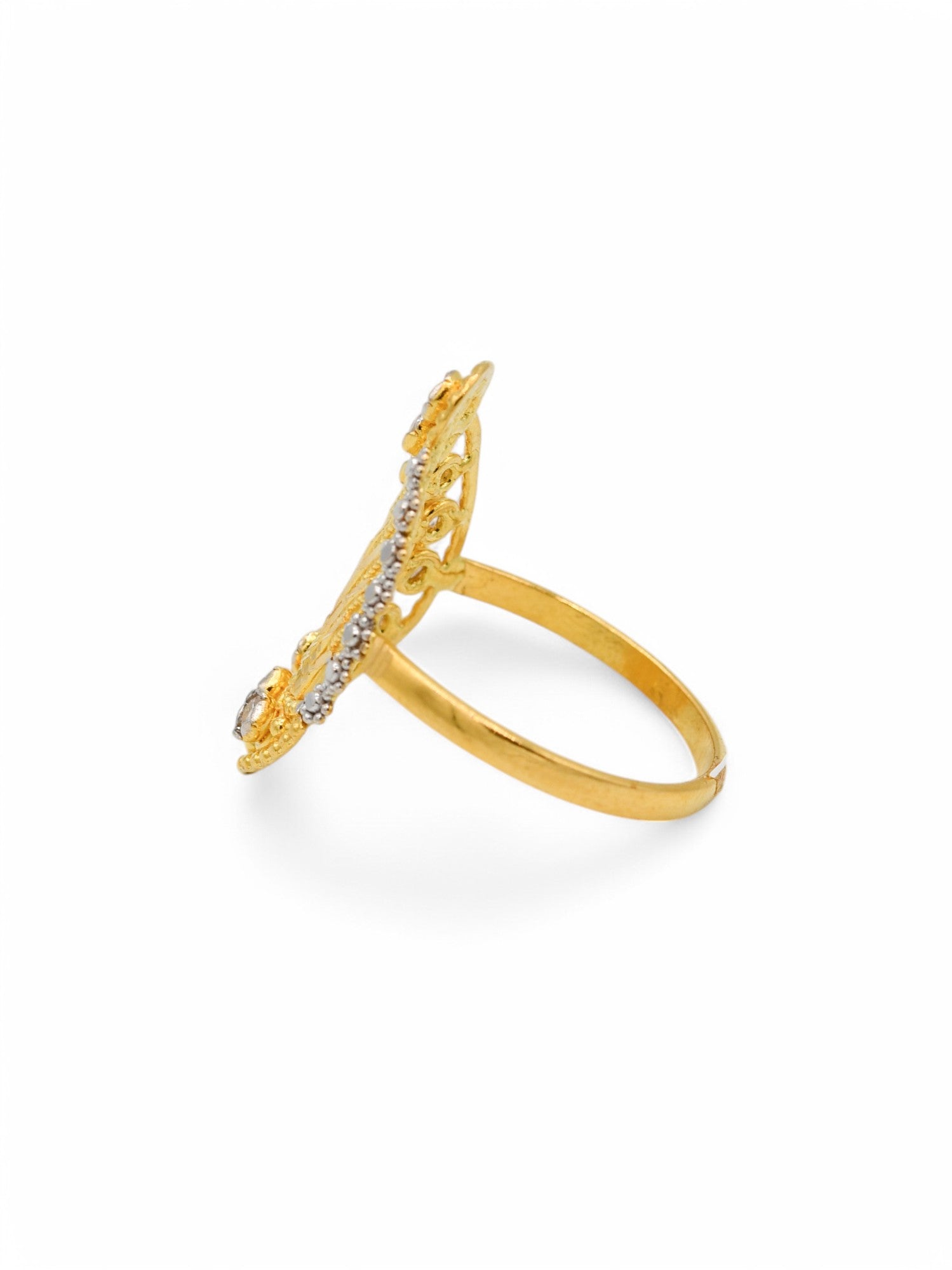 22ct Gold CZ Two Tone Ladies Ring