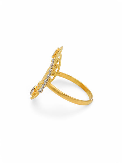 22ct Gold CZ Two Tone Ladies Ring
