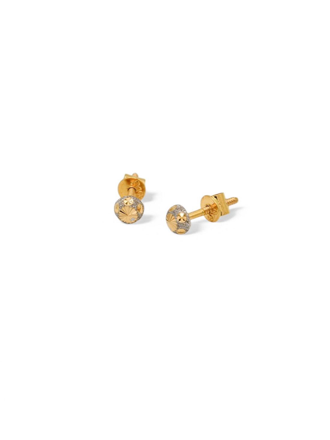 22ct Gold Two Tone Ball Stud Earrings