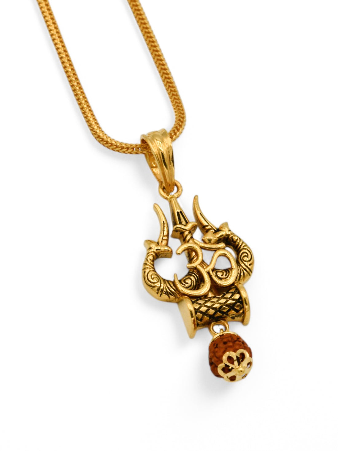 22ct Gold Om Rudraksh Trishul Pendant