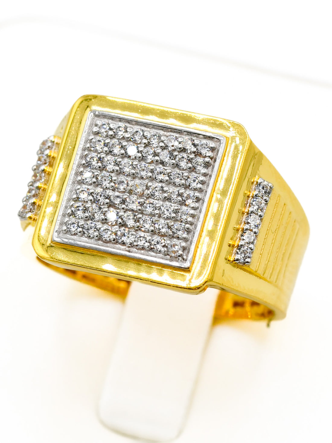 22ct Gold CZ Hollow Mens Ring