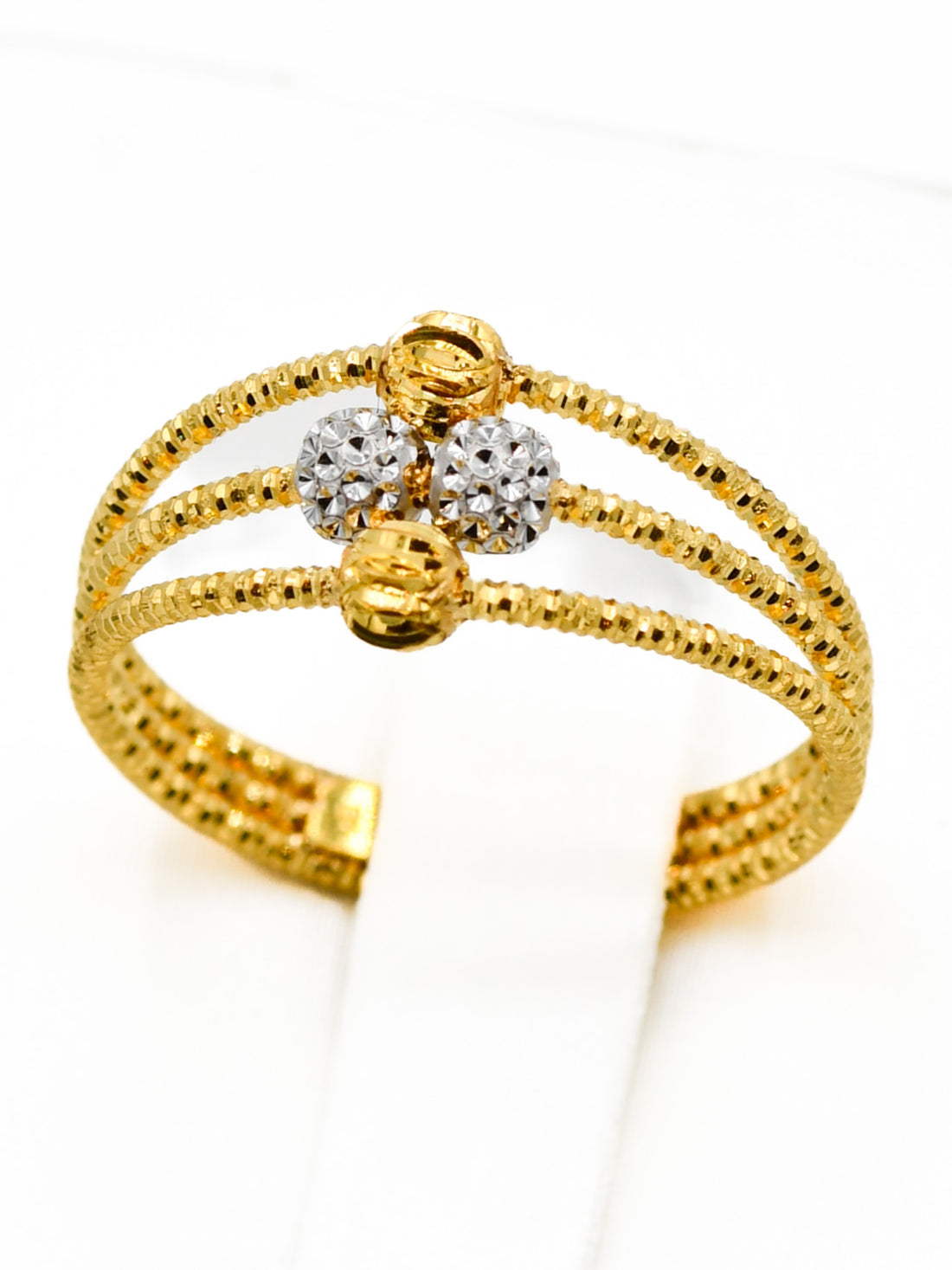 22ct Gold Two Tone Ball Ladies Ring