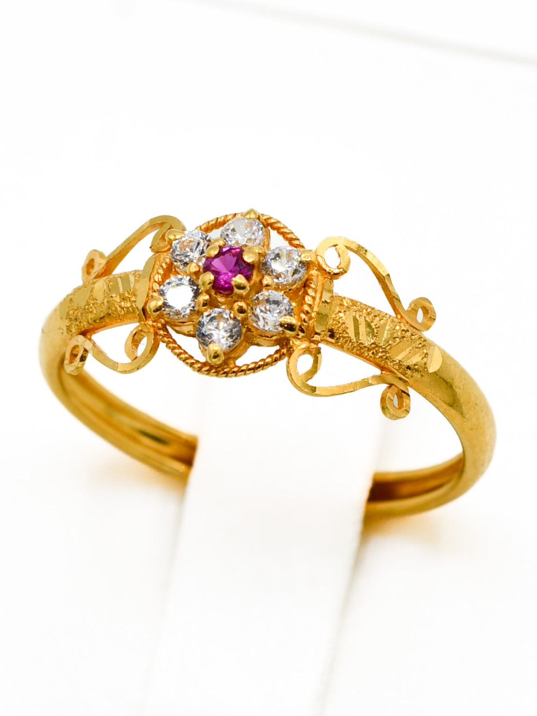 22ct Gold Pink CZ Ladies Ring