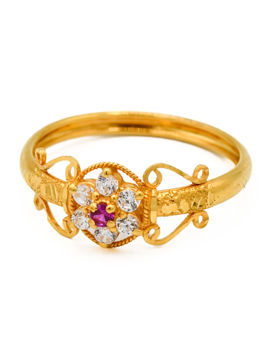 22ct Gold Pink CZ Ladies Ring
