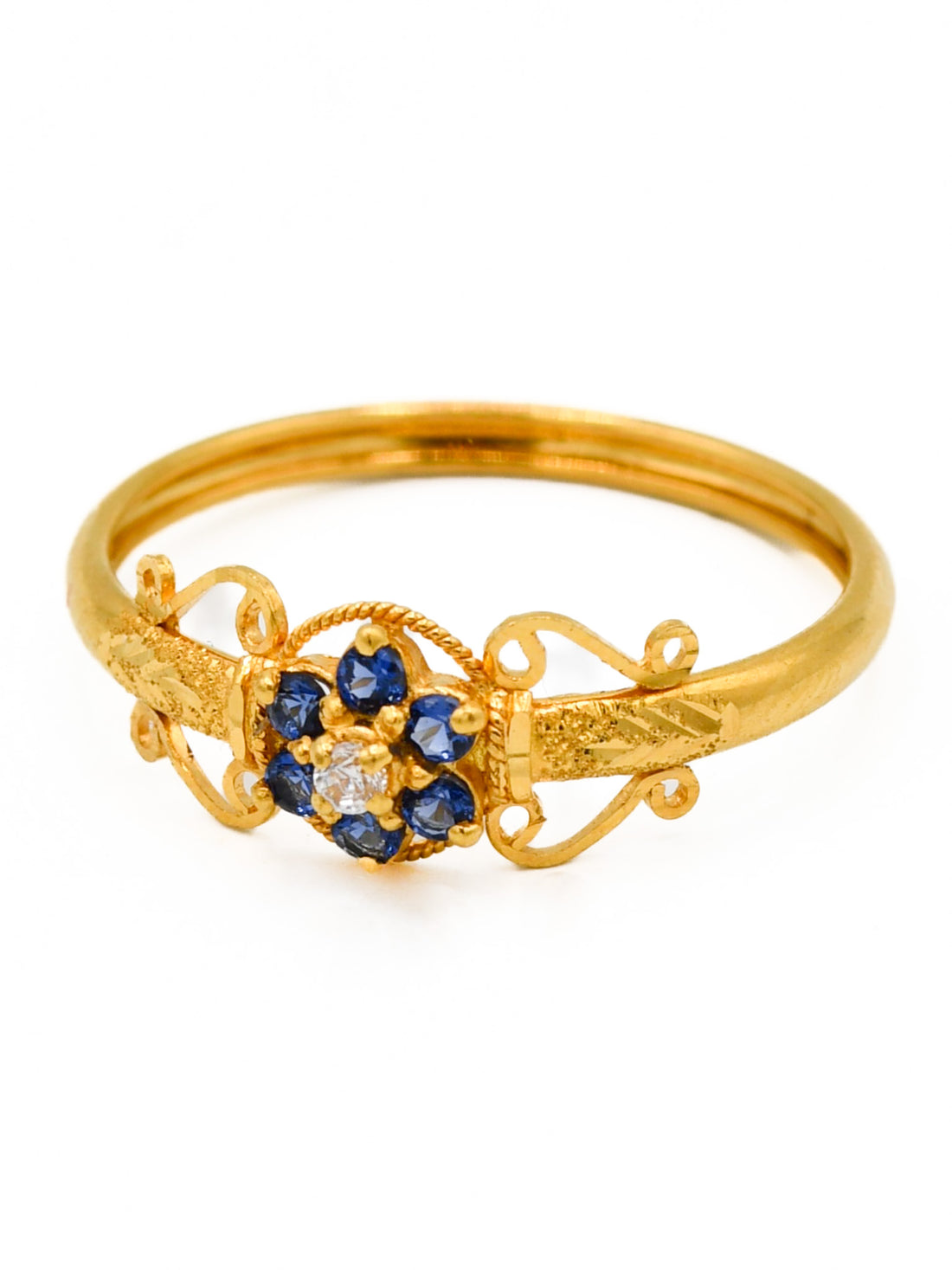 22ct Gold Blue CZ Ladies Ring