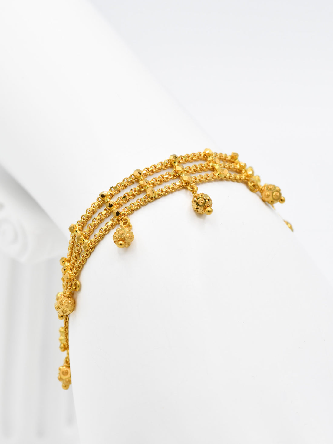 22ct Gold 3 Row Charms Ladies Bracelet
