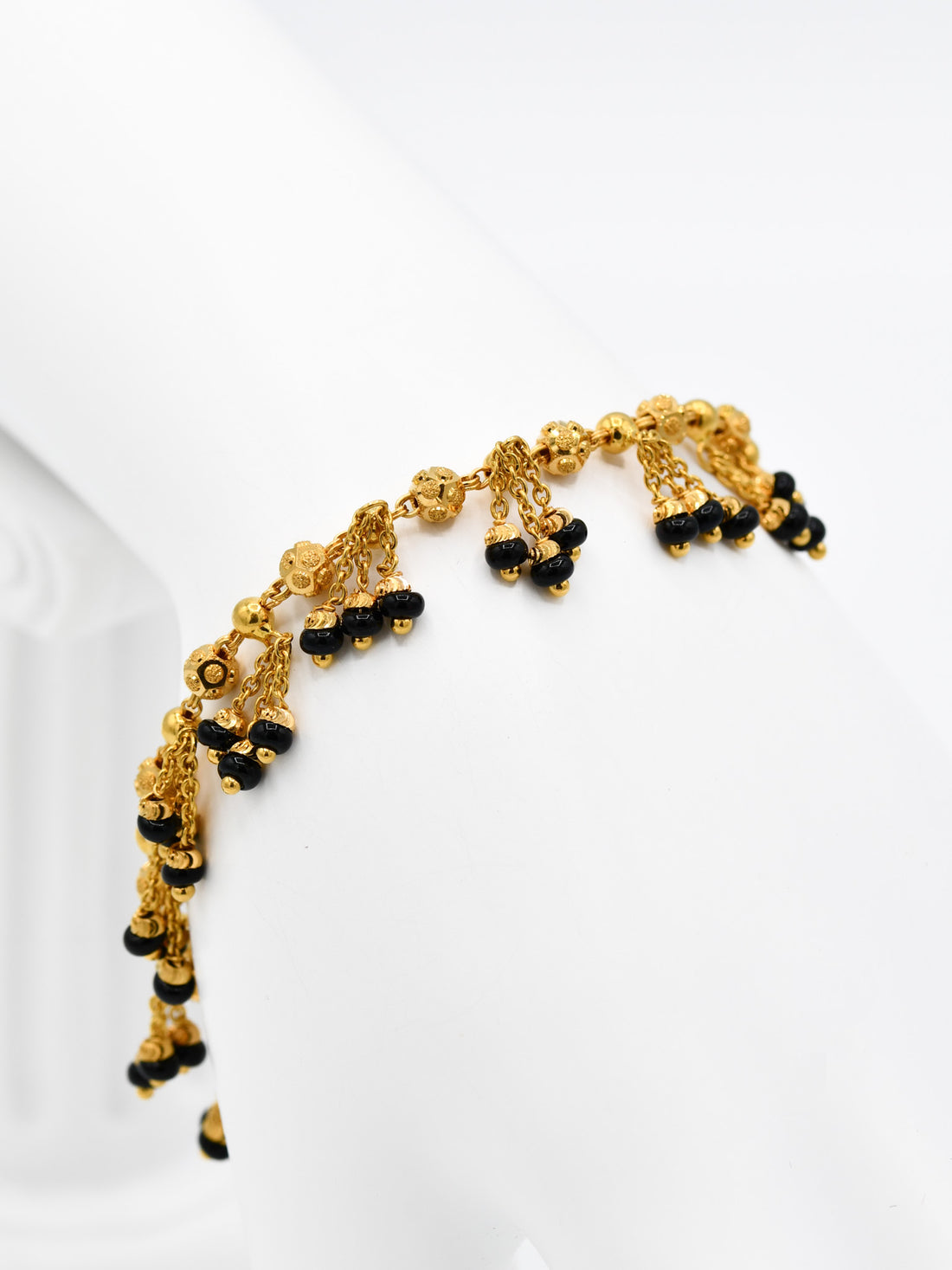 22ct Gold Black Beads Ball Ladies Bracelet