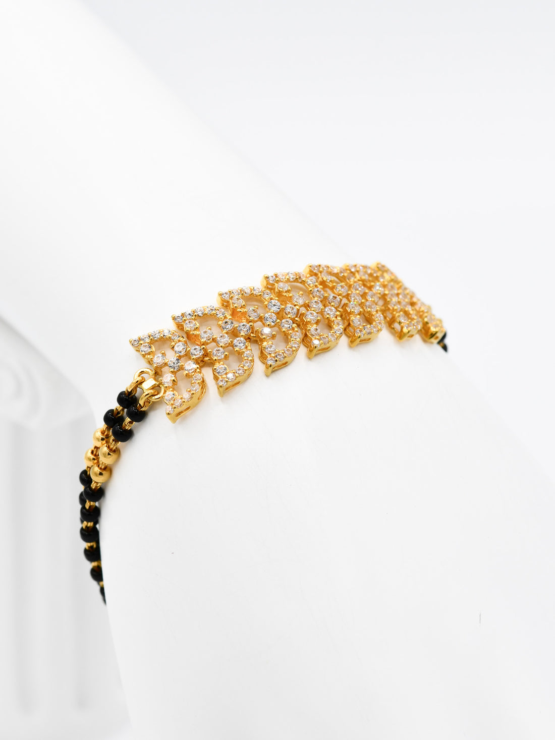 22ct Gold CZ Black beads Ladies Bracelet