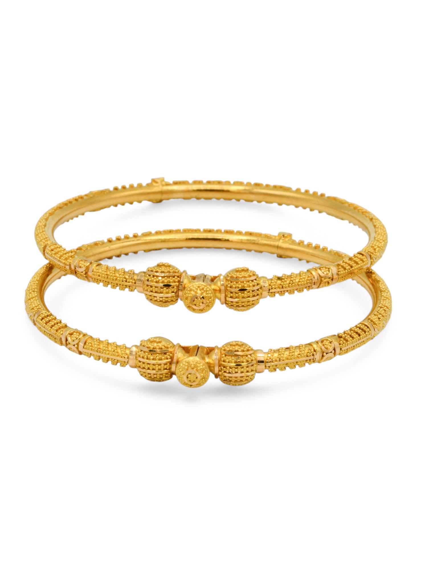 22ct Gold Filigree pair Screw Bangle