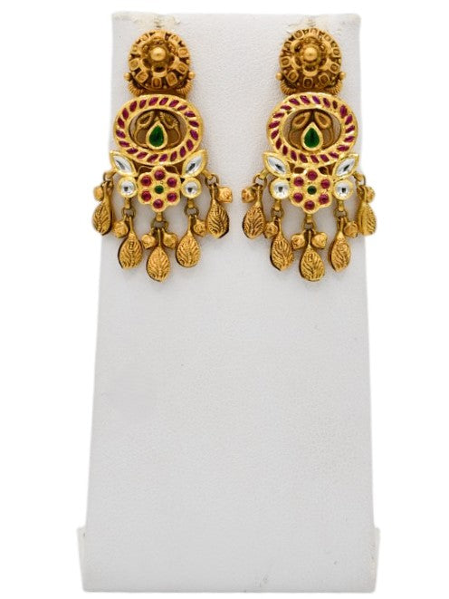 22ct Gold Antique Pearl Kundan Necklace Set