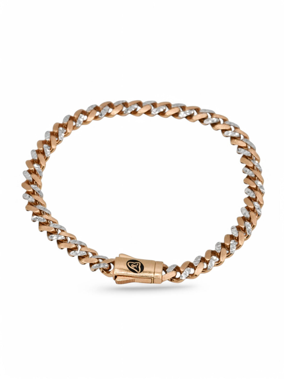 18ct Rose Gold Two Tone Curb Bracelet