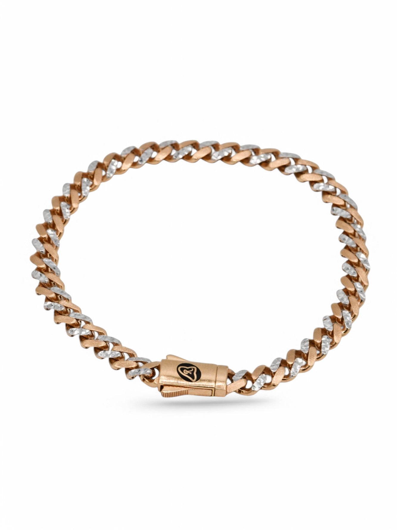 18ct Rose Gold Two Tone Curb Bracelet