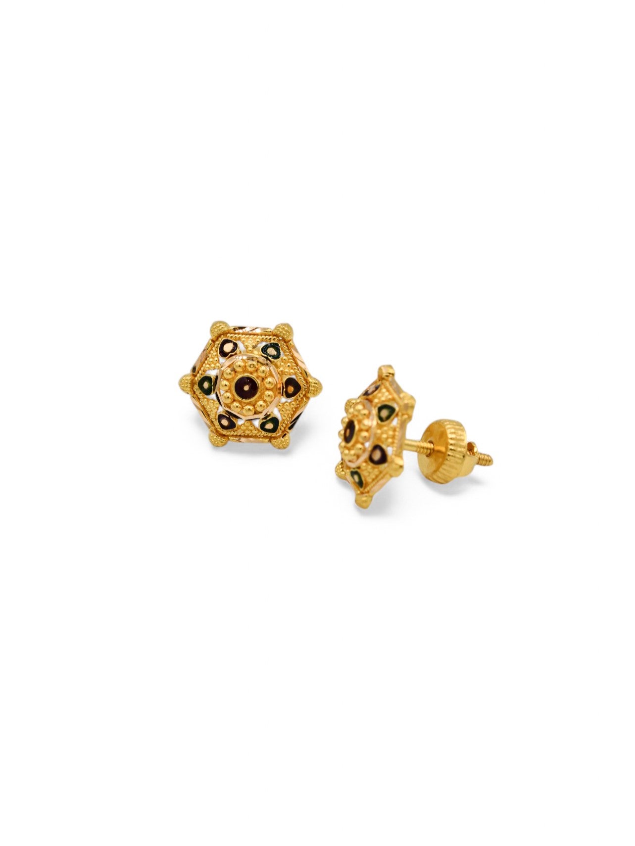 22ct Gold Minakari Stud Earrings
