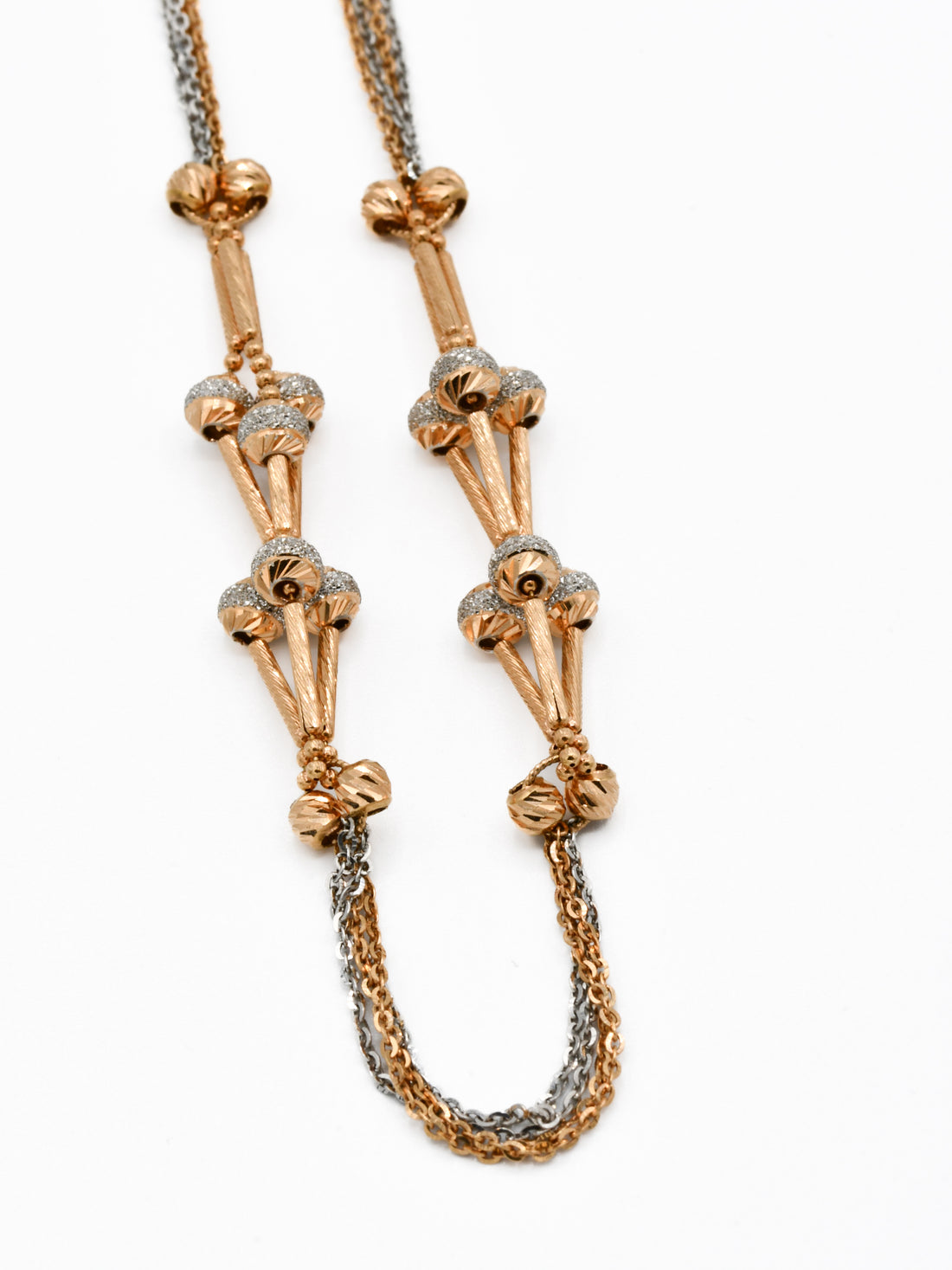 18ct Rose Gold Two Tone Ball Fancy Chain - Roop Darshan