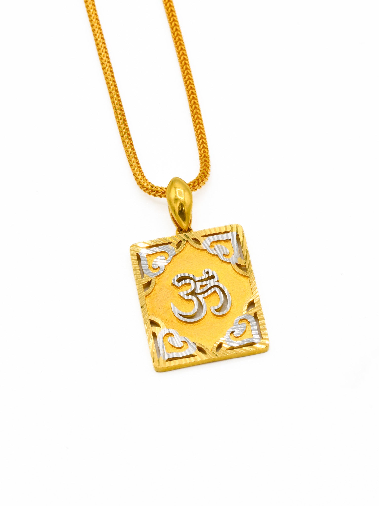 22ct Gold Two Tone Om Pendant - Roop Darshan