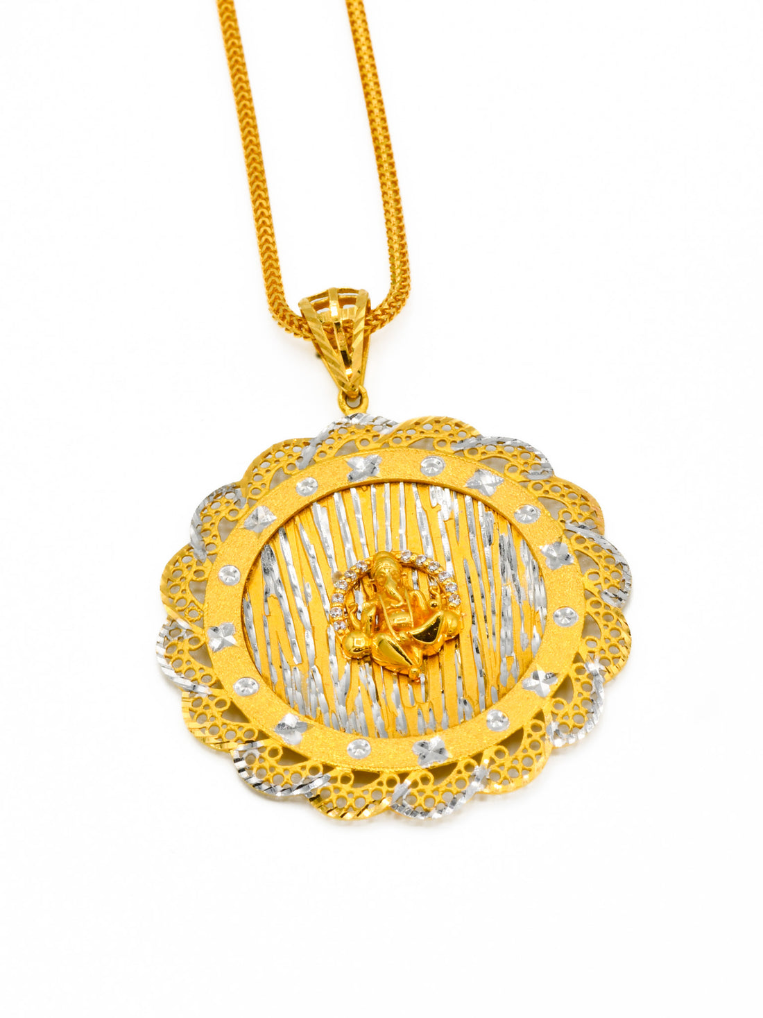 22ct Gold Two Tone Fancy Ganesh Pendant - Roop Darshan