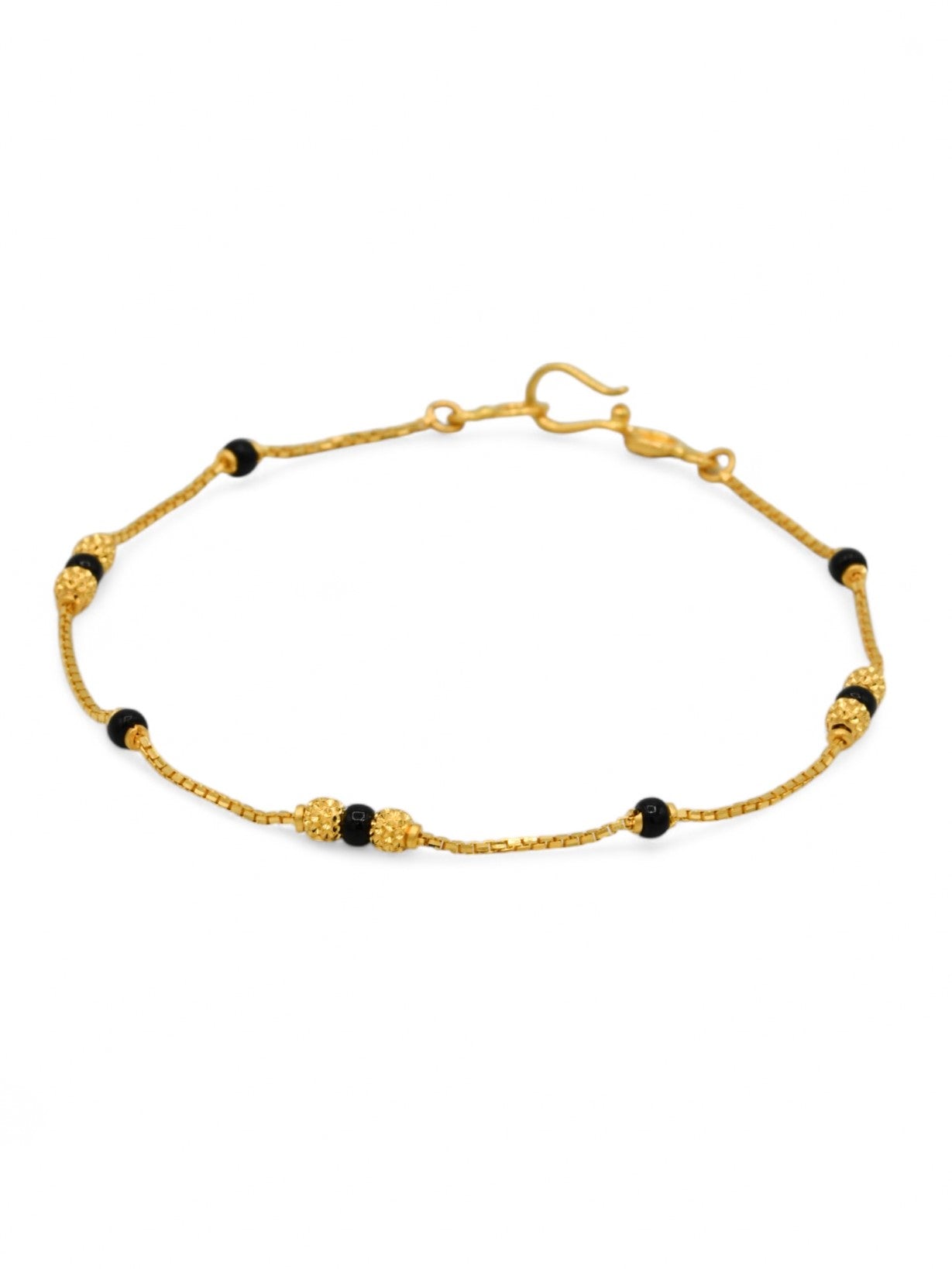 22ct Gold Ball Black Beads Ladies Bracelet