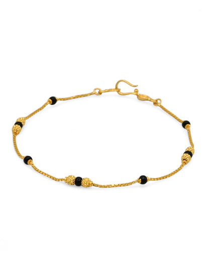 22ct Gold Ball Black Beads Ladies Bracelet