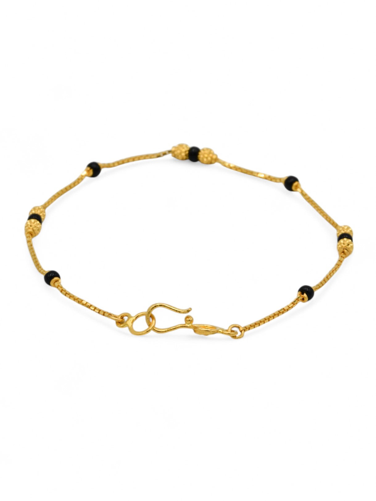 22ct Gold Ball Black Beads Ladies Bracelet