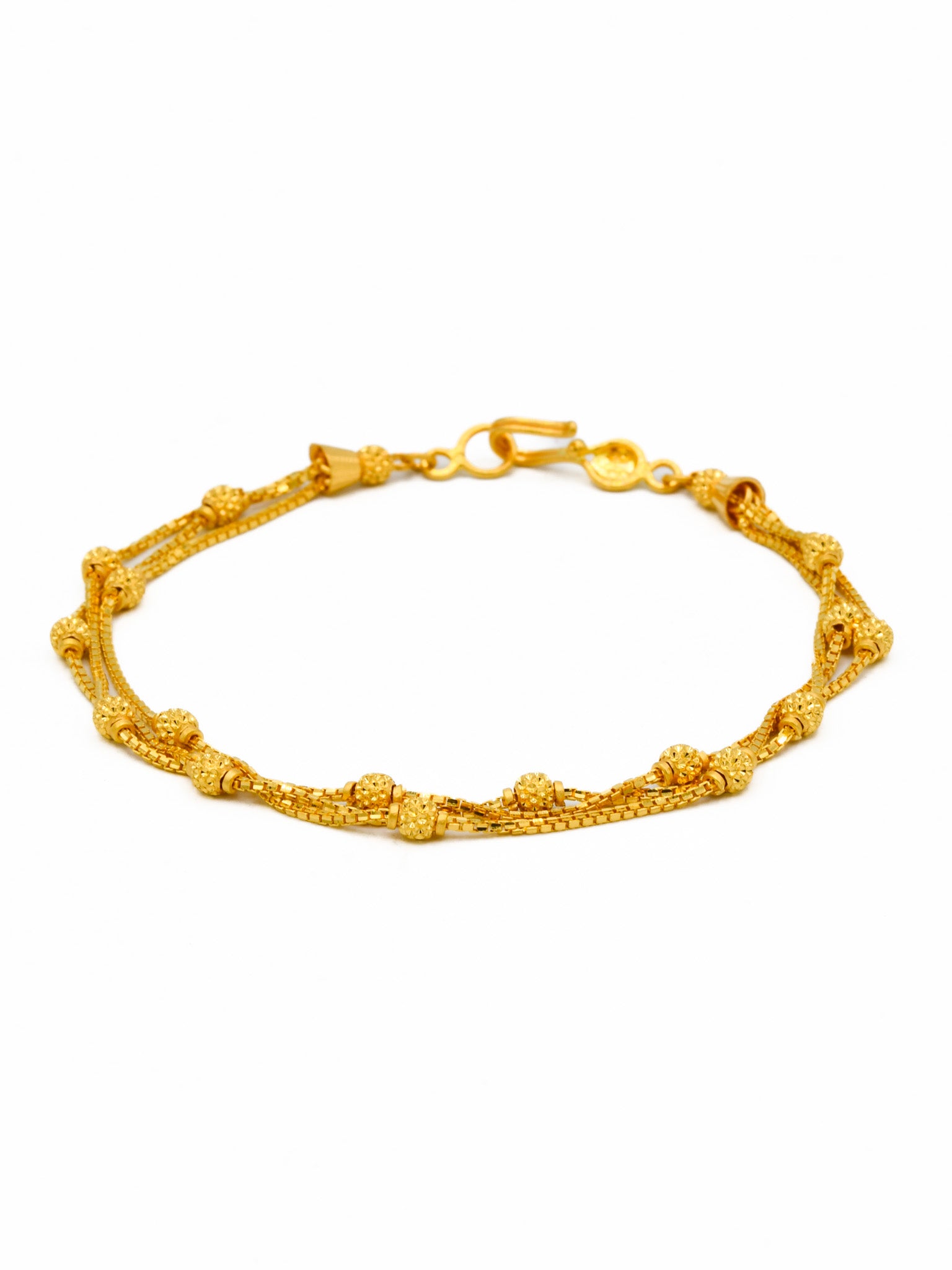 22ct Gold Ball 3 Row Ladies Bracelet - Roop Darshan