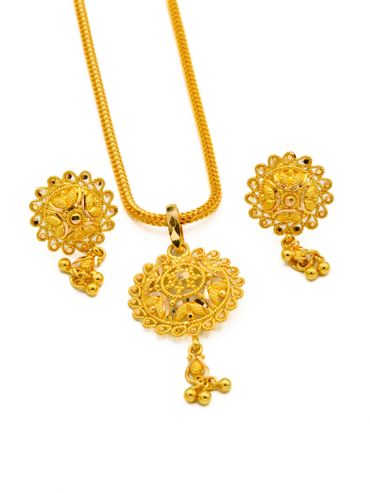 22ct Gold Pendant Earring Set - Roop Darshan