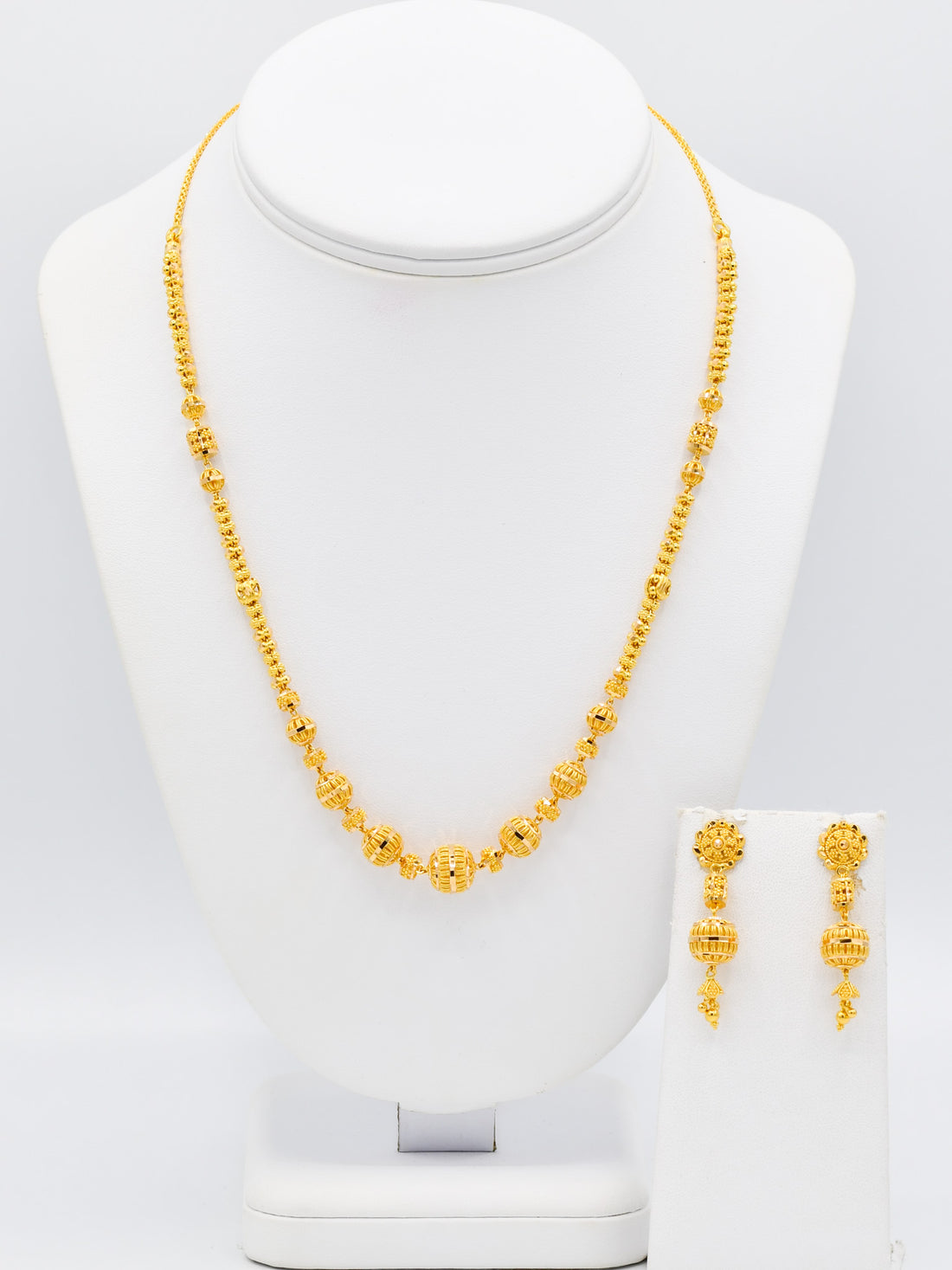 22ct Gold Ball Necklace Set - Roop Darshan