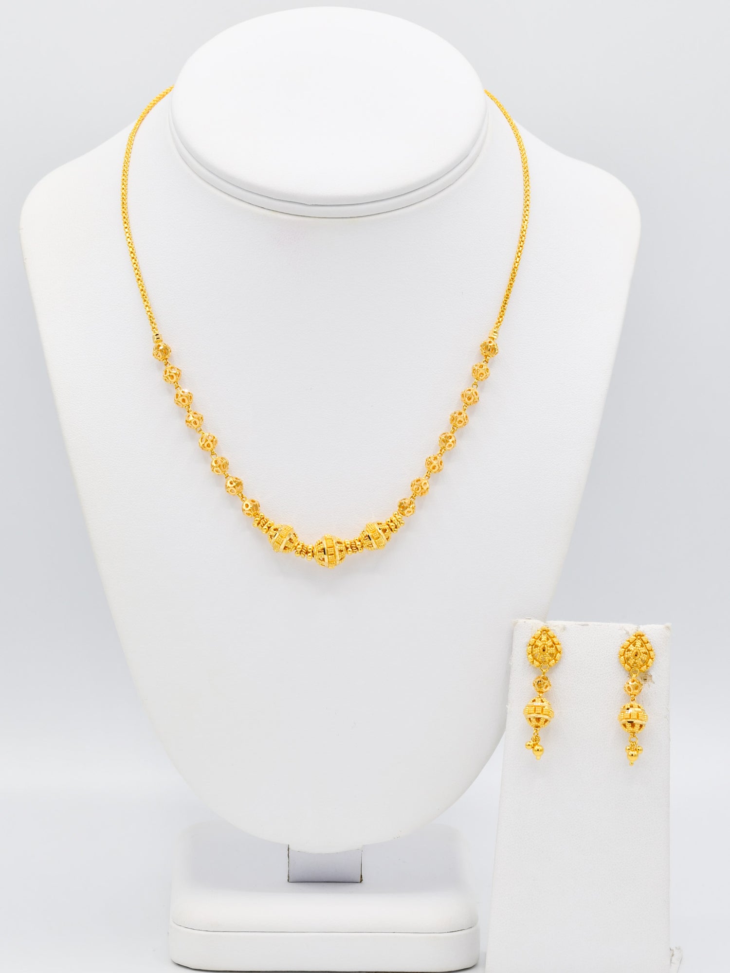 22ct Gold Ball Necklace Set - Roop Darshan