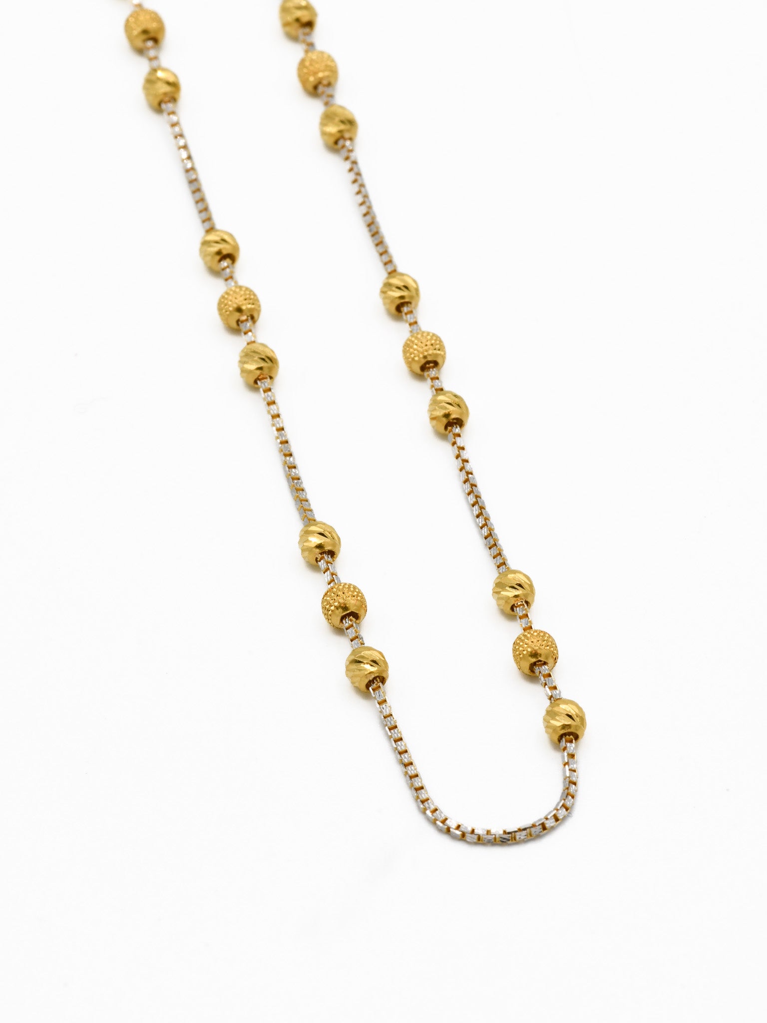 22ct Gold Two Tone Ball Fancy Chain - Roop Darshan