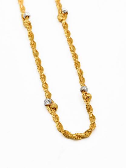 22ct Gold Two Tone Ball Fancy Chain - Roop Darshan
