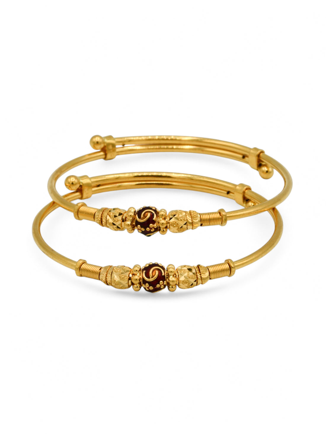 22ct Gold Minakari Ball Adjustable Pair Baby Bangle