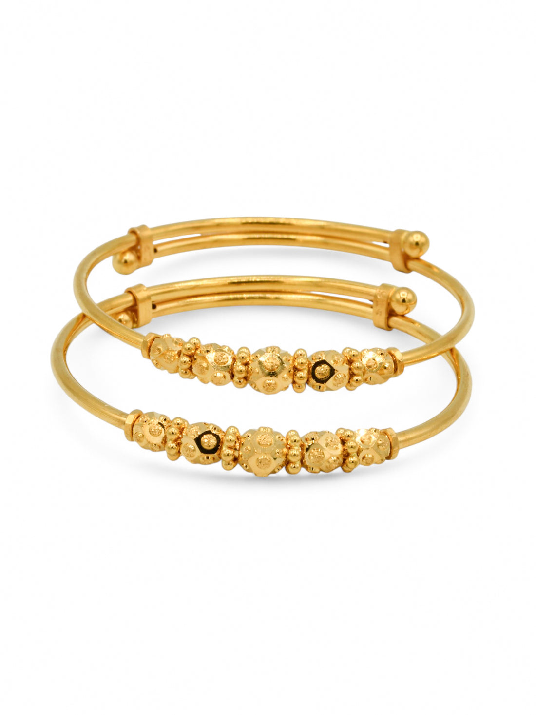 22ct Gold Ball Adjustable Pair Baby Bangle