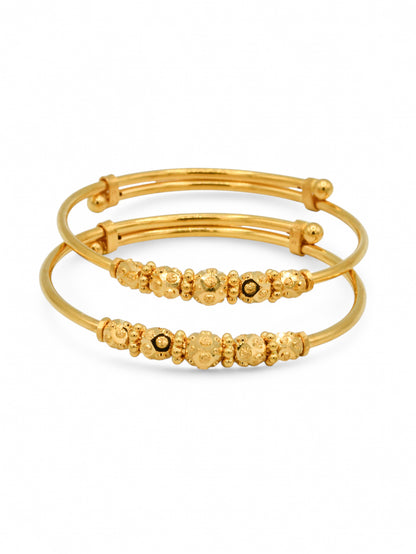 22ct Gold Ball Adjustable Pair Baby Bangle - Roop Darshan