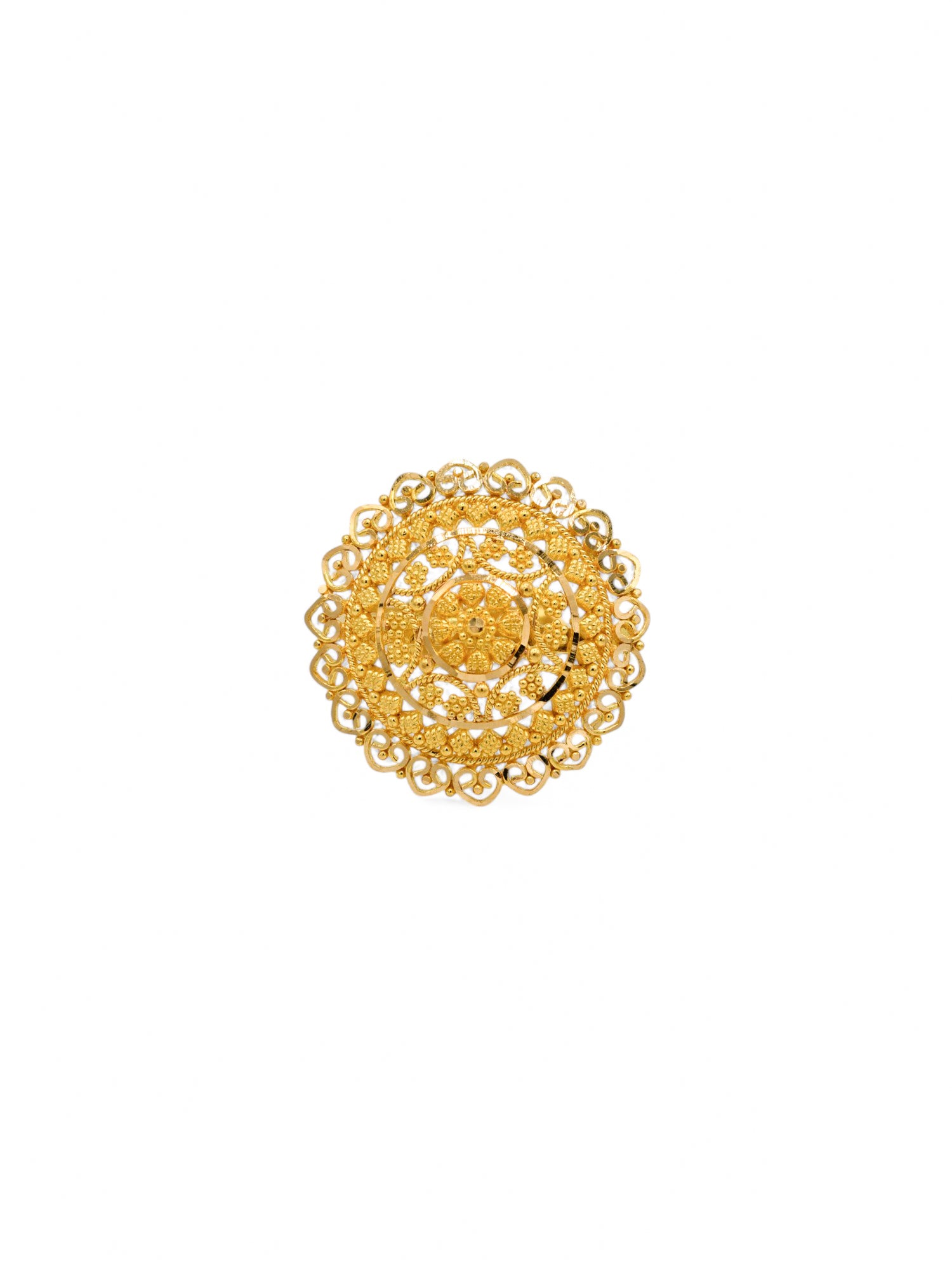 22ct Gold Adjustable Round Top Ring - Roop Darshan
