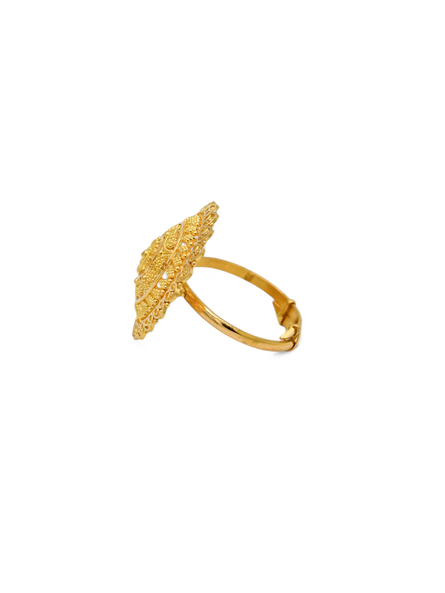22ct Gold Adjustable Round Top Ring - Roop Darshan