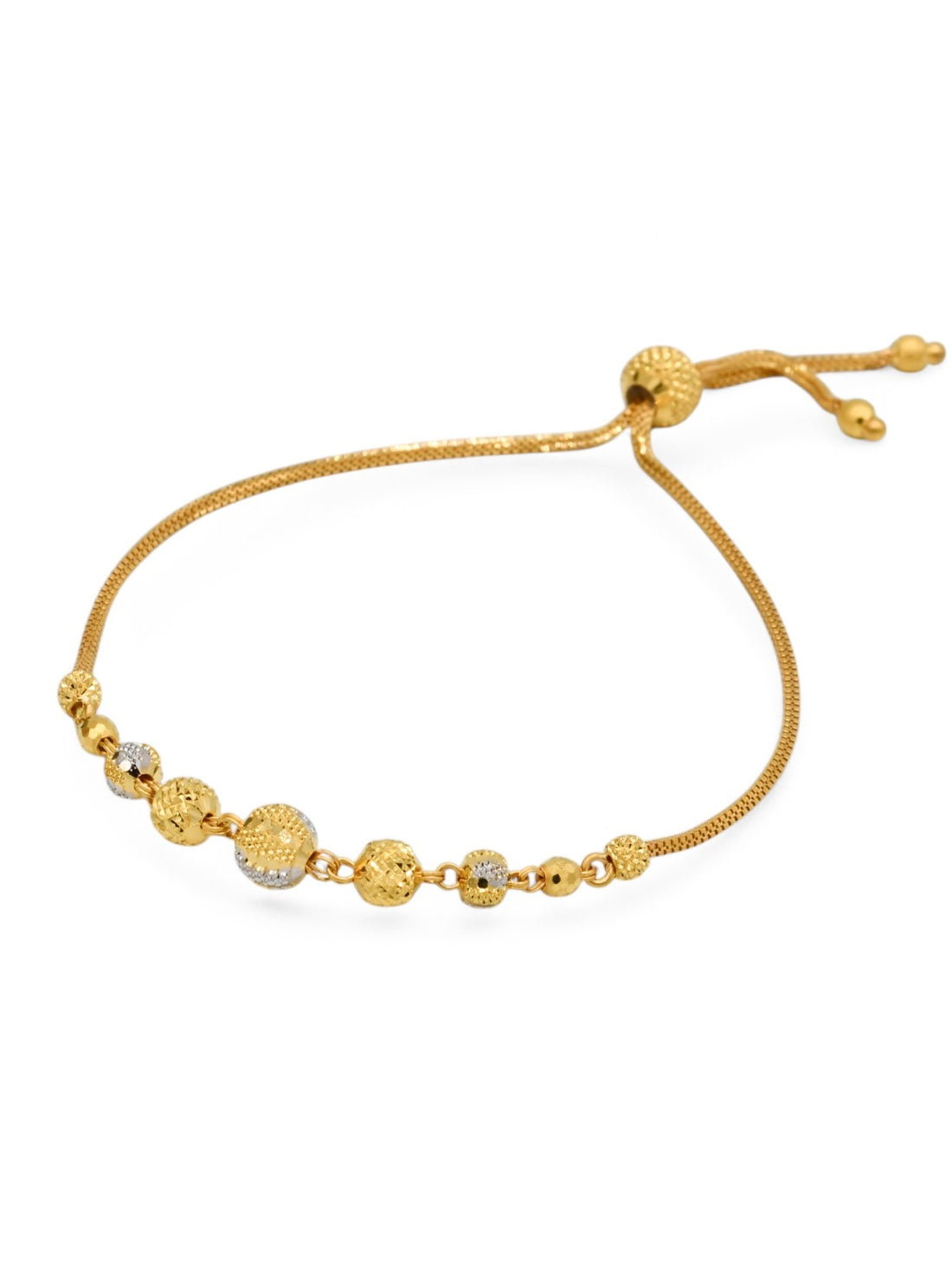 22ct Gold Two Tone Ball Ladies Bracelet