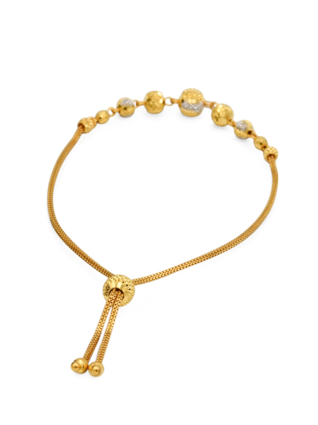 22ct Gold Two Tone Ball Ladies Bracelet