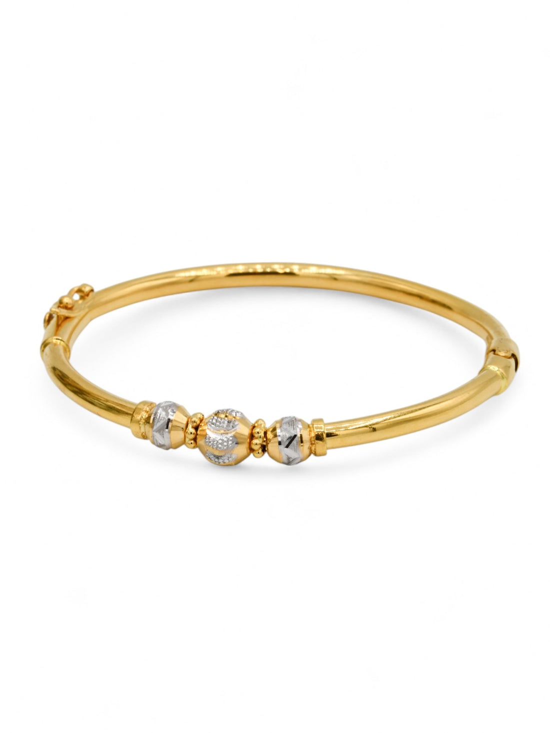 22ct Gold Two Tone Ball Ladies Bangle