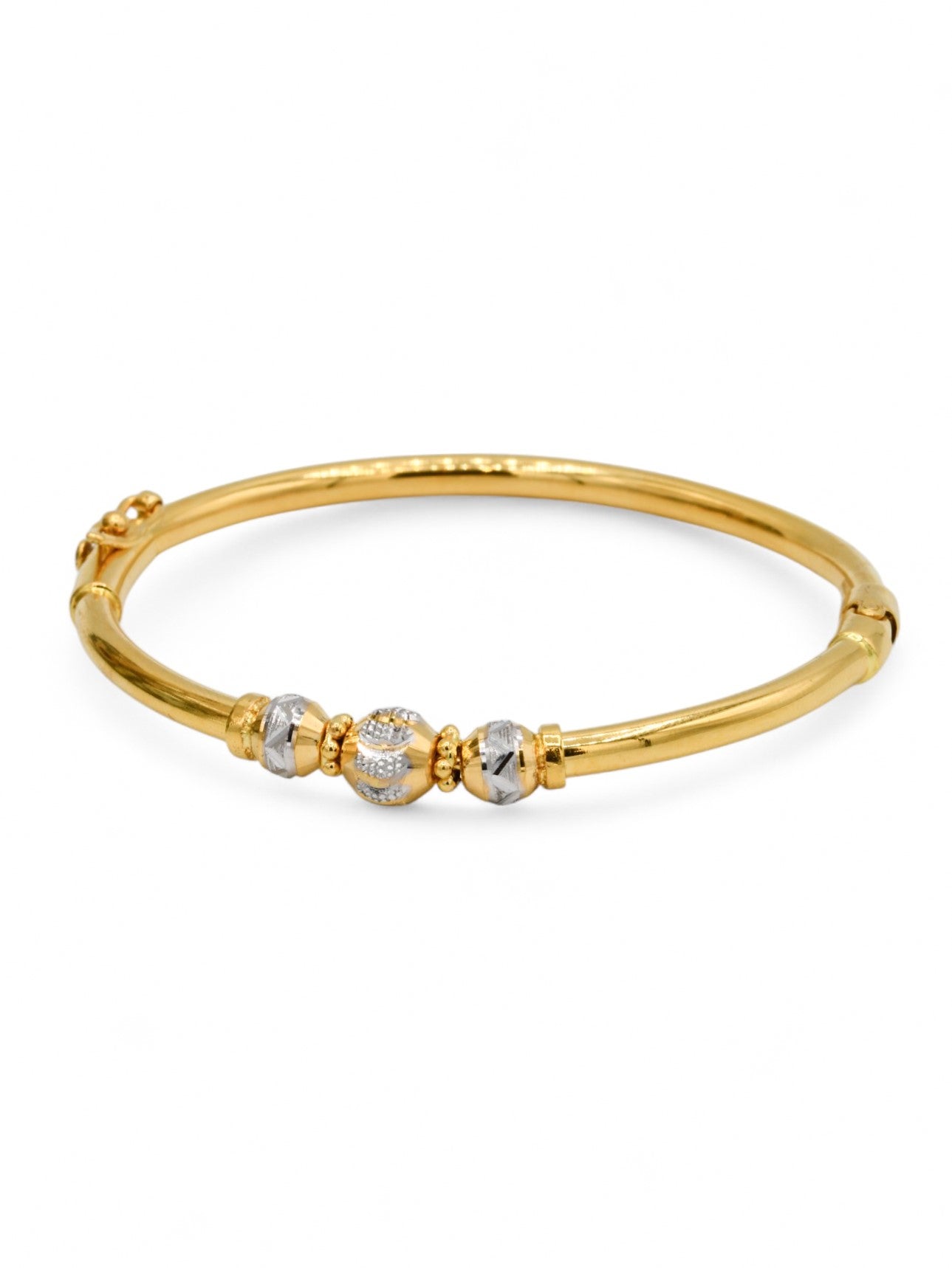22ct Gold Two Tone Ball Ladies Bangle