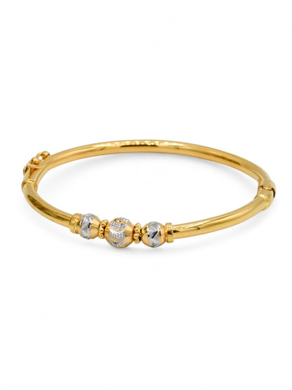 22ct Gold Two Tone Ball Ladies Bangle