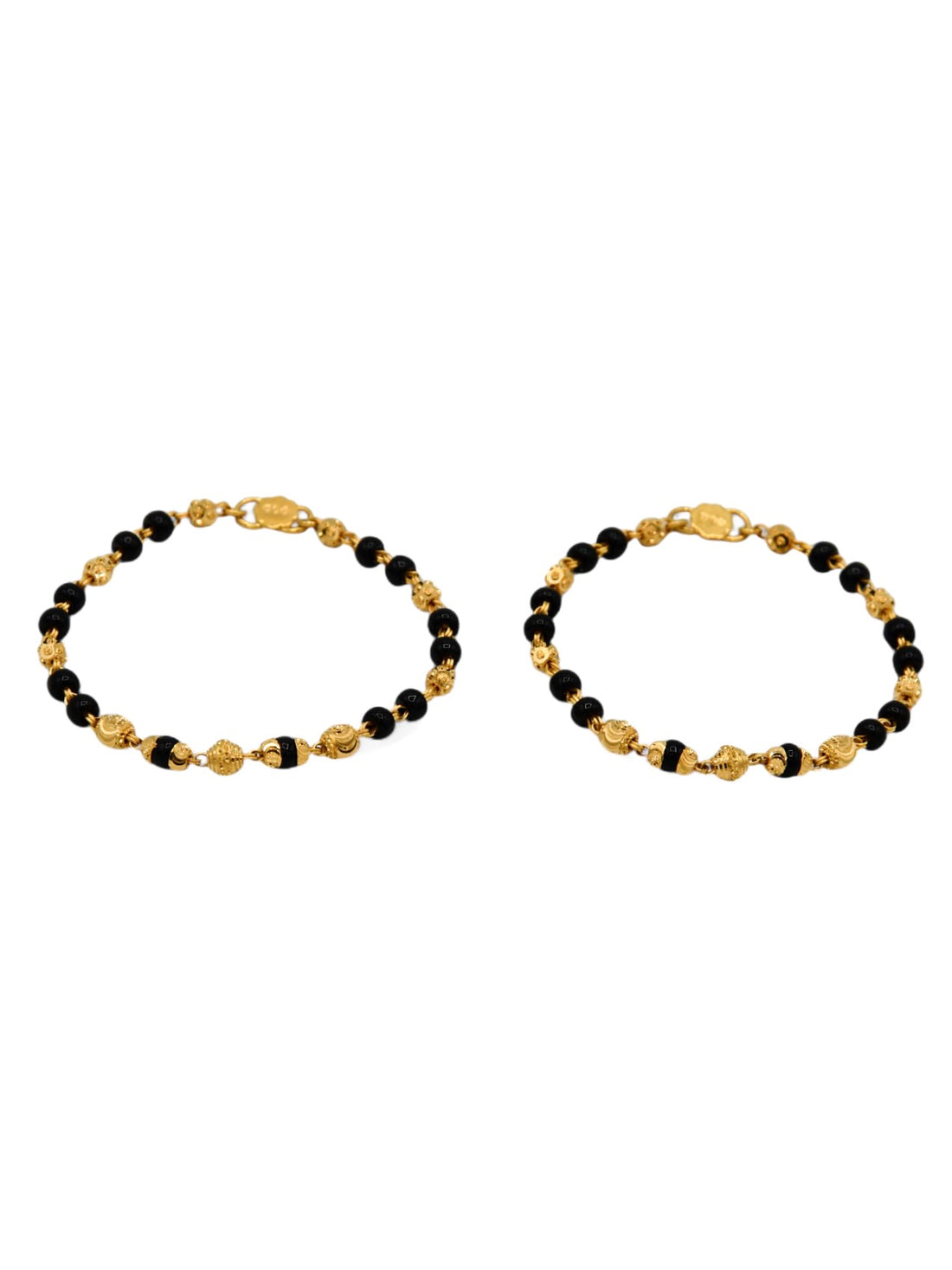 22ct Gold Ball Black Beads Baby Bracelet