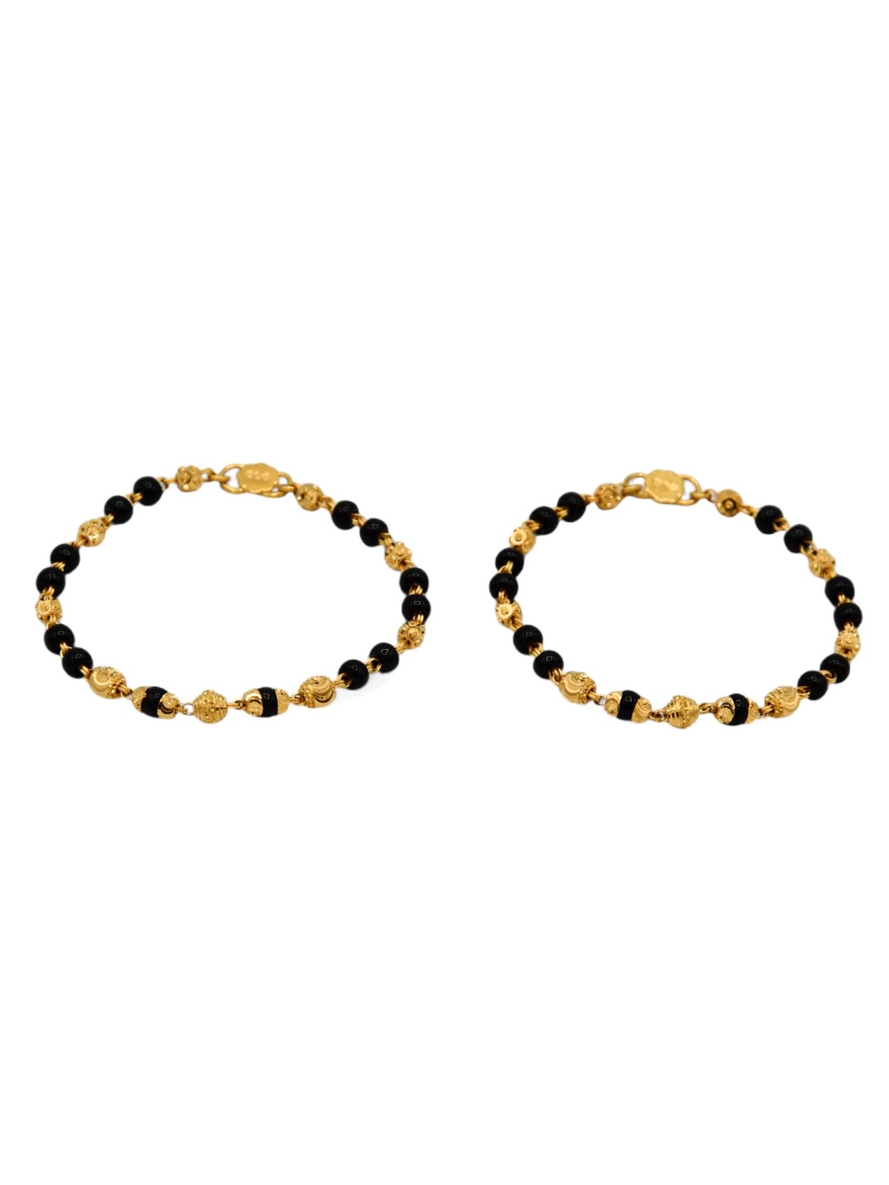 22ct Gold Ball Black Beads Baby Bracelet