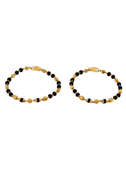 22ct Gold Ball Black Beads Baby Bracelet