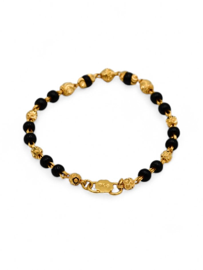 22ct Gold Ball Black Beads Baby Bracelet