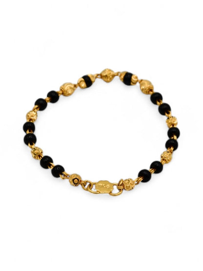 22ct Gold Ball Black Beads Baby Bracelet