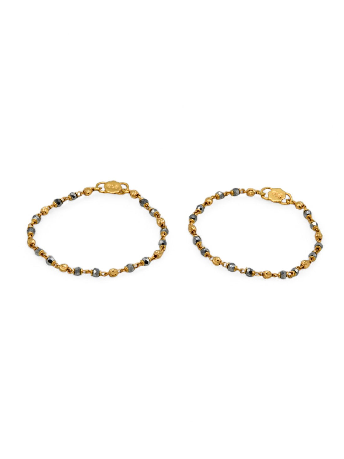 22ct Gold Ball Crystal Pair Baby Bracelet