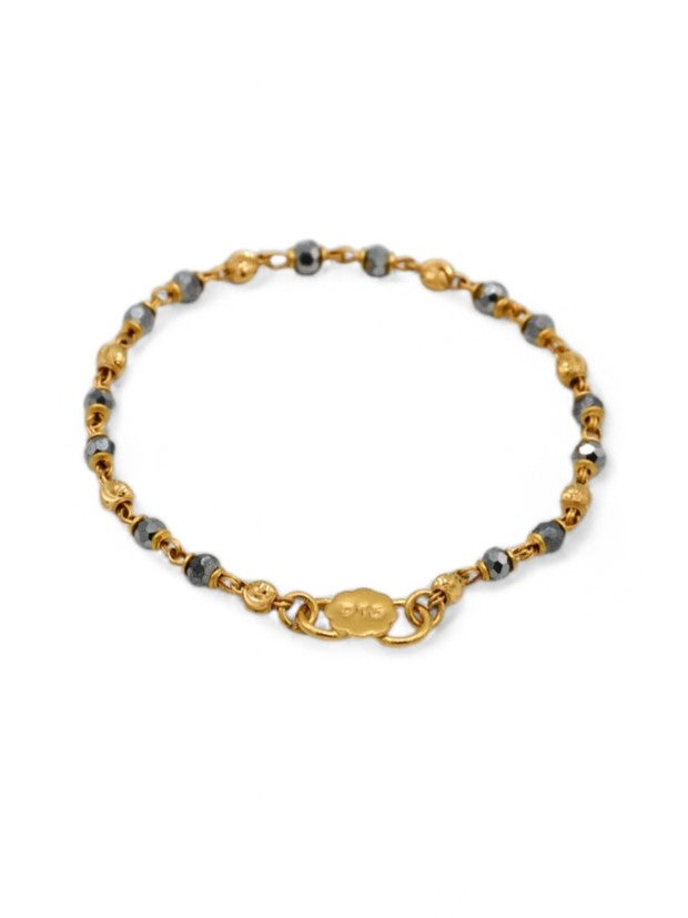 22ct Gold Ball Crystal Pair Baby Bracelet