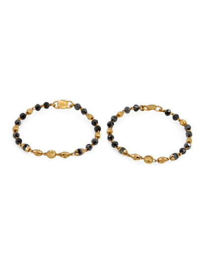 22ct Gold Ball Crystal Pair Baby Bracelet