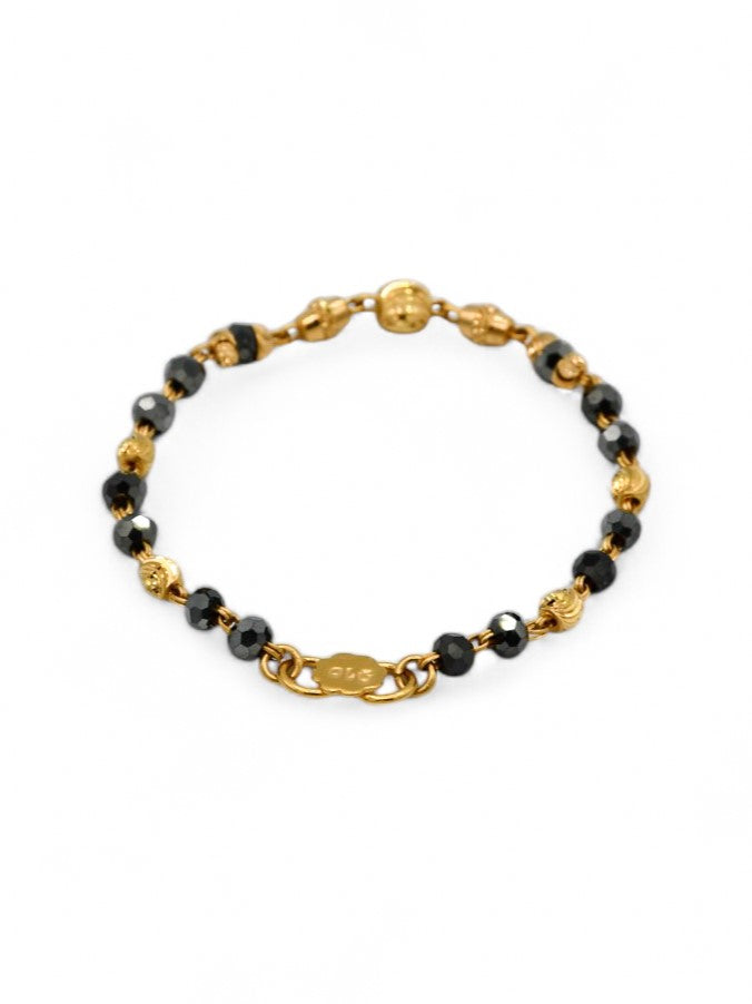 22ct Gold Ball Crystal Pair Baby Bracelet