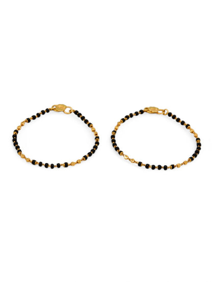 22ct Gold Ball Black Beads Baby Bracelet